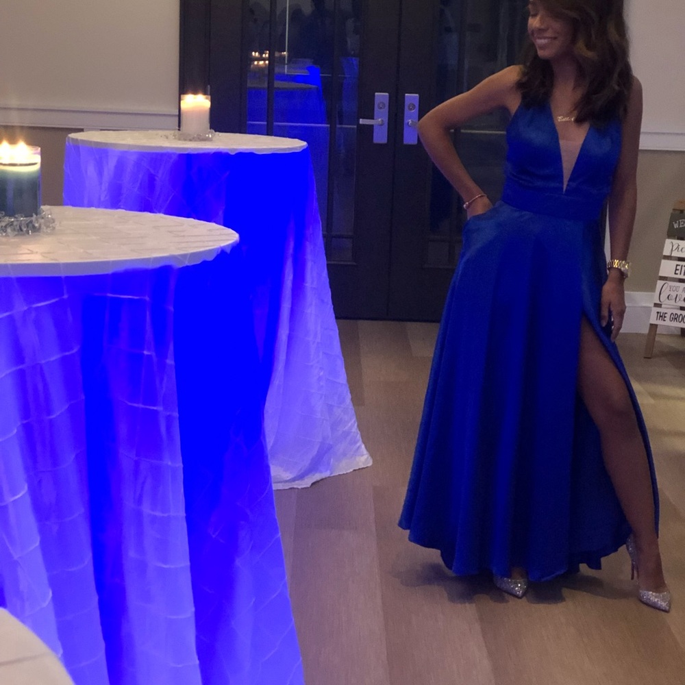 Blue satin dress